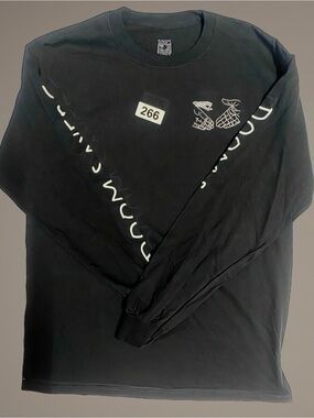 Black Doom Sayers Long Sleeve Graphic Tee with Sleeve Logo Size Medium